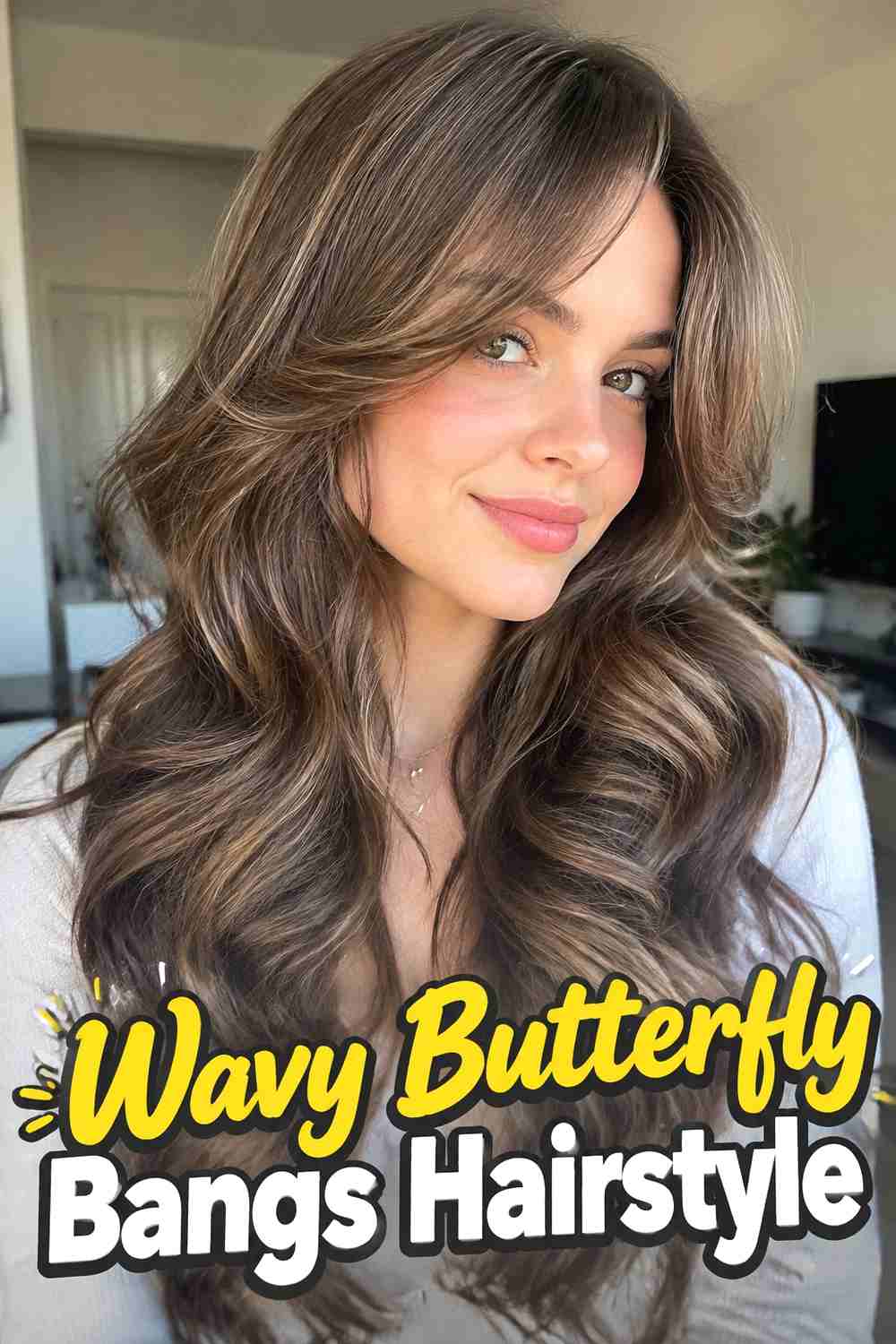 4. Wavy Butterfly Bangs Hairstyle