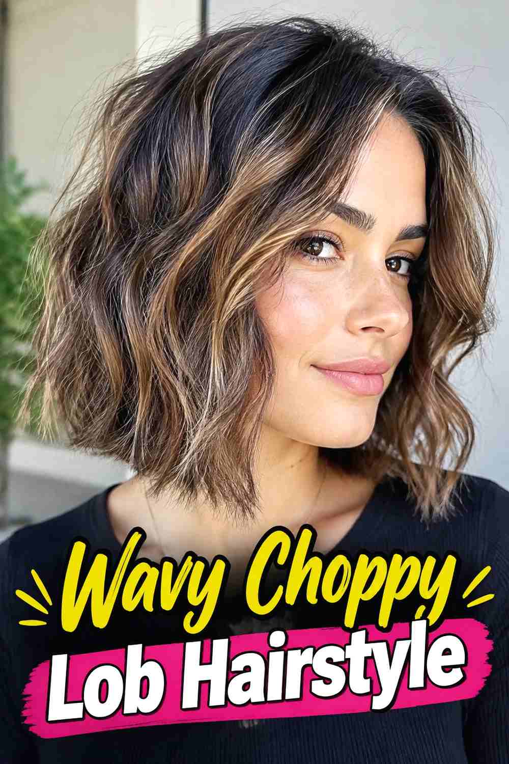 6. Wavy Choppy Lob Hairstyle