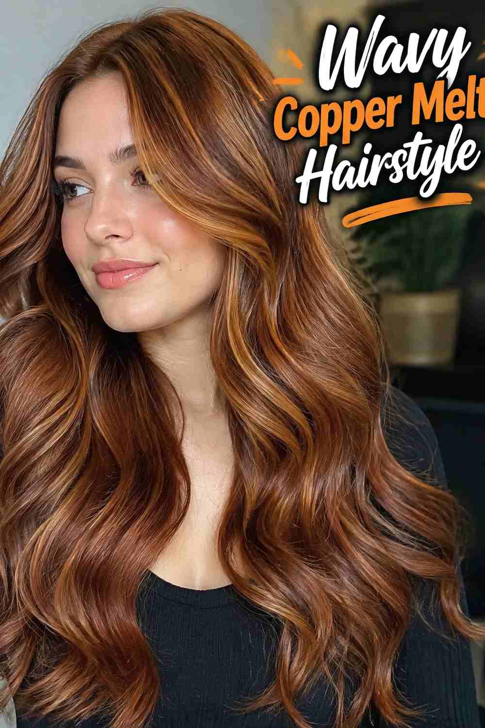 10. Wavy Copper Melt Hairstyle