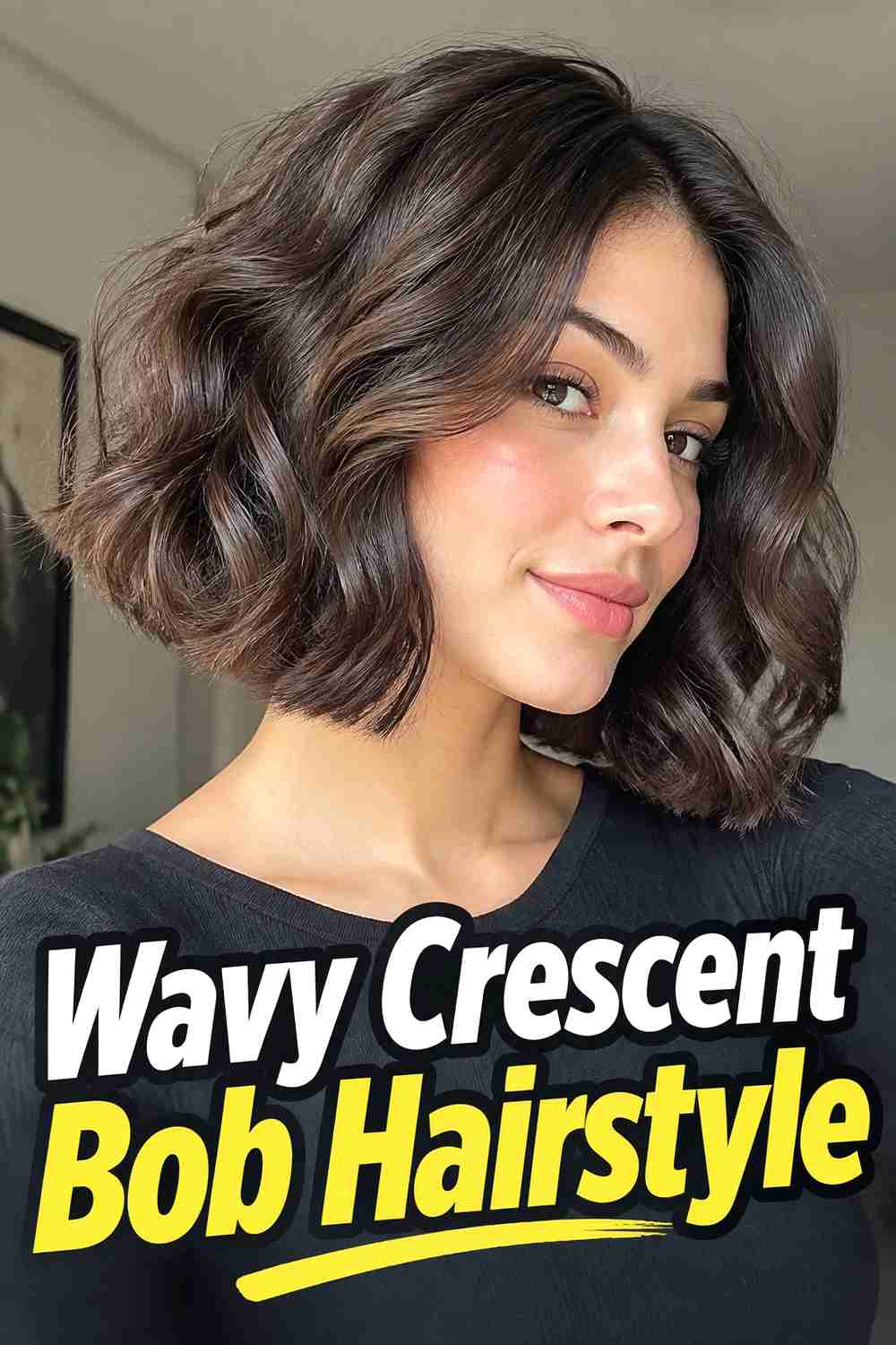 6. Wavy Crescent Bob Hairstyle