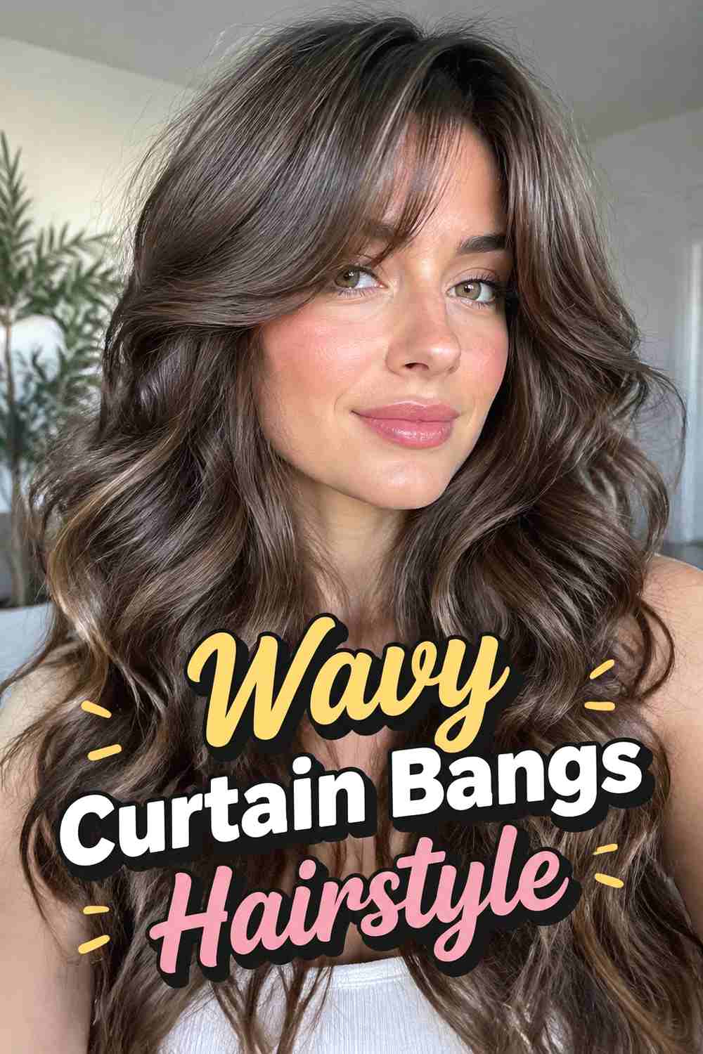 6. Wavy Curtain Bangs Hairstyle