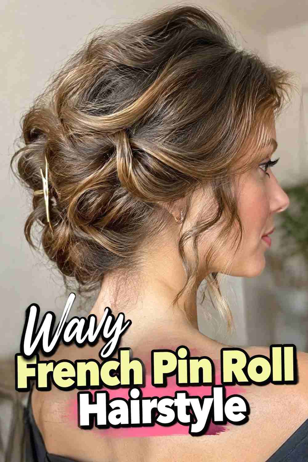 6. Wavy French Pin Roll Hairstyle