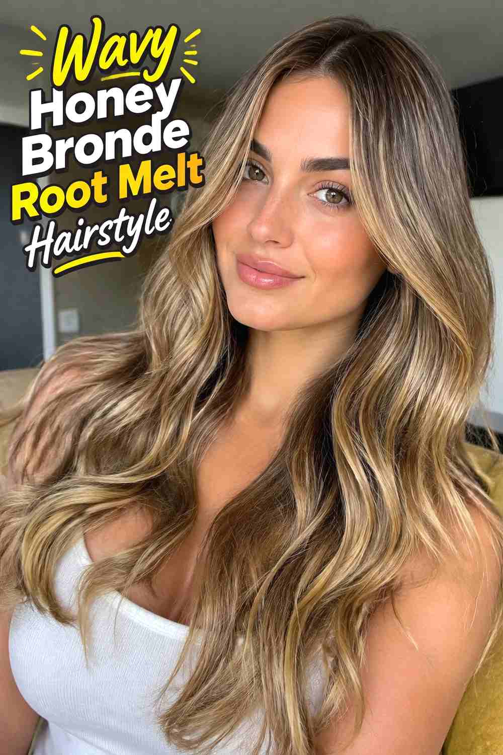 4. Wavy Honey Bronde Root Melt Hairstyle