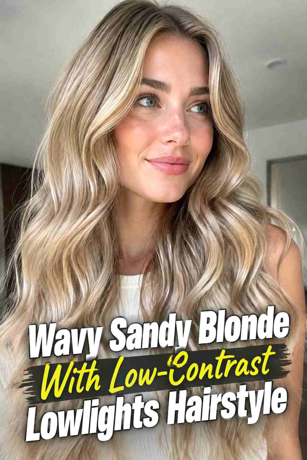 5. Wavy Sandy Blonde With Low Contrast Lowlights Hairstyle