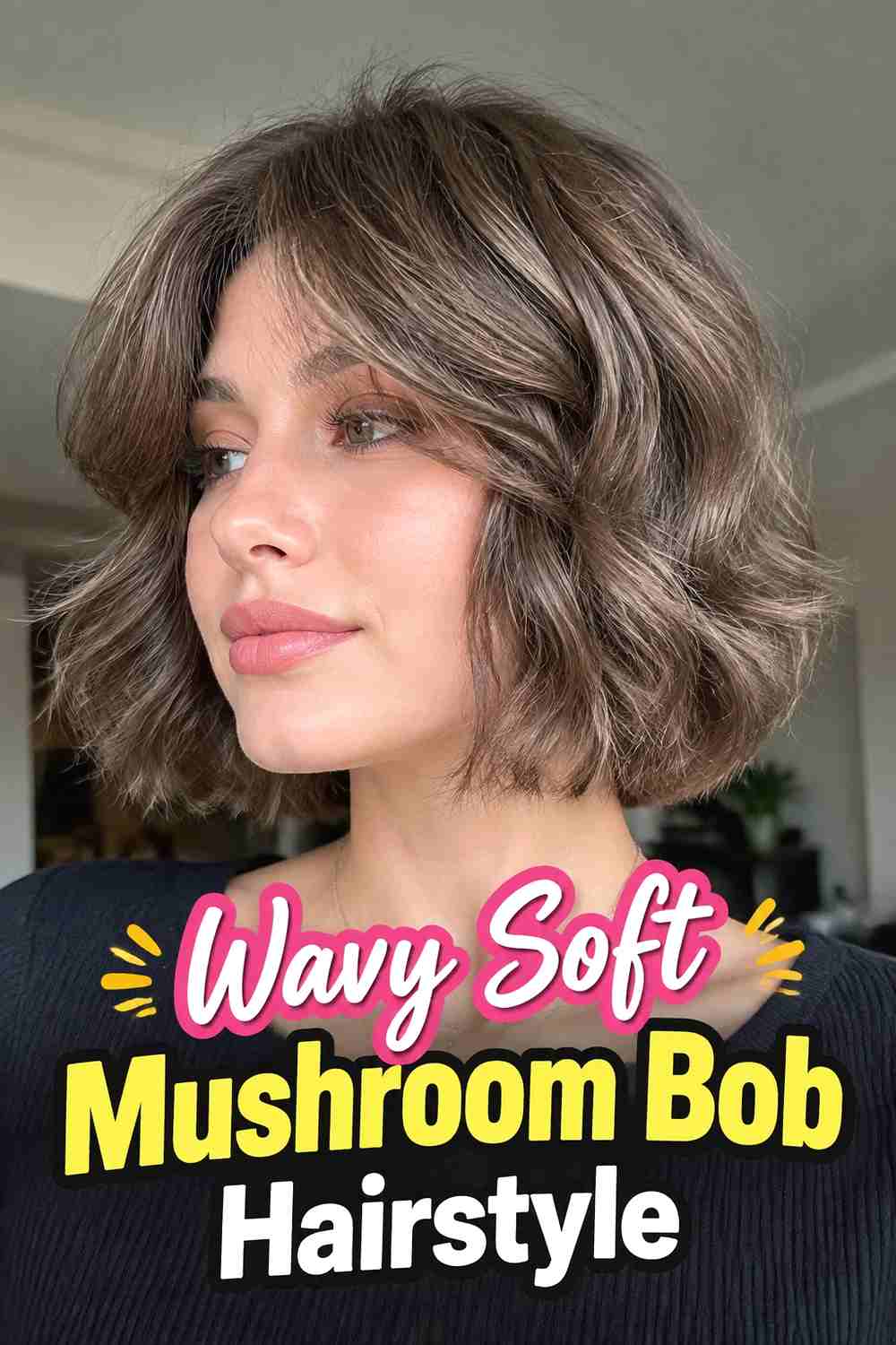 10. Wavy Soft Mushroom Bob Hairstyle