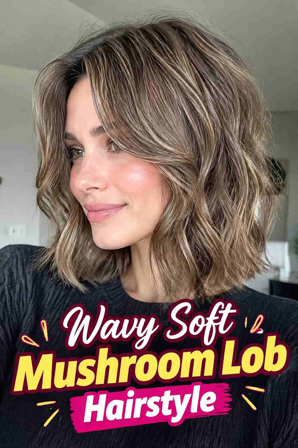 7. Wavy Soft Mushroom Lob Hairstyle