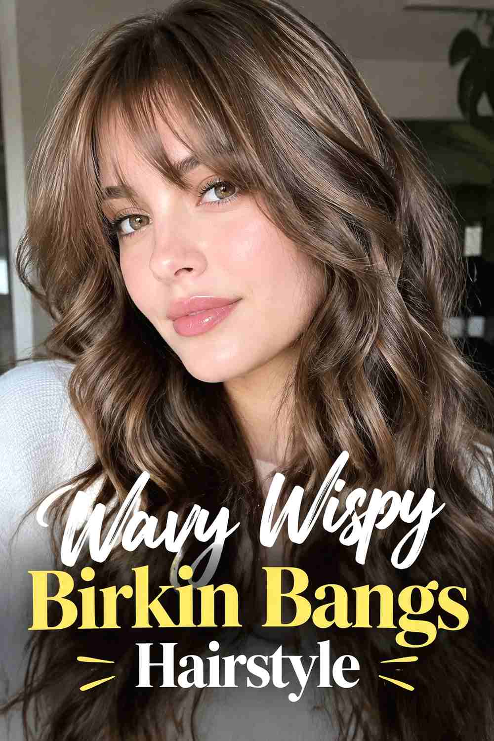 8. Wavy Wispy Birkin Bangs Hairstyle