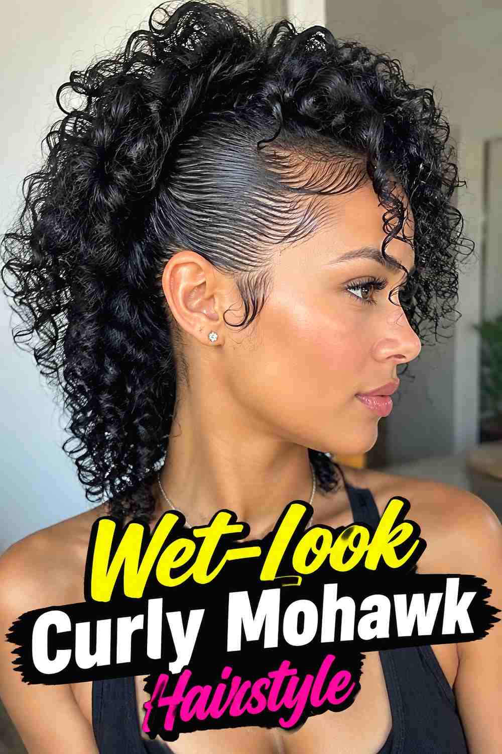 13. Wet Look Curly Mohawk Hairstyle