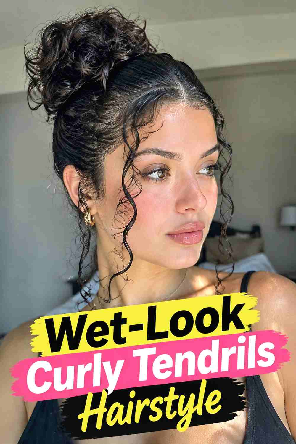 16. Wet Look Curly Tendrils Hairstyle
