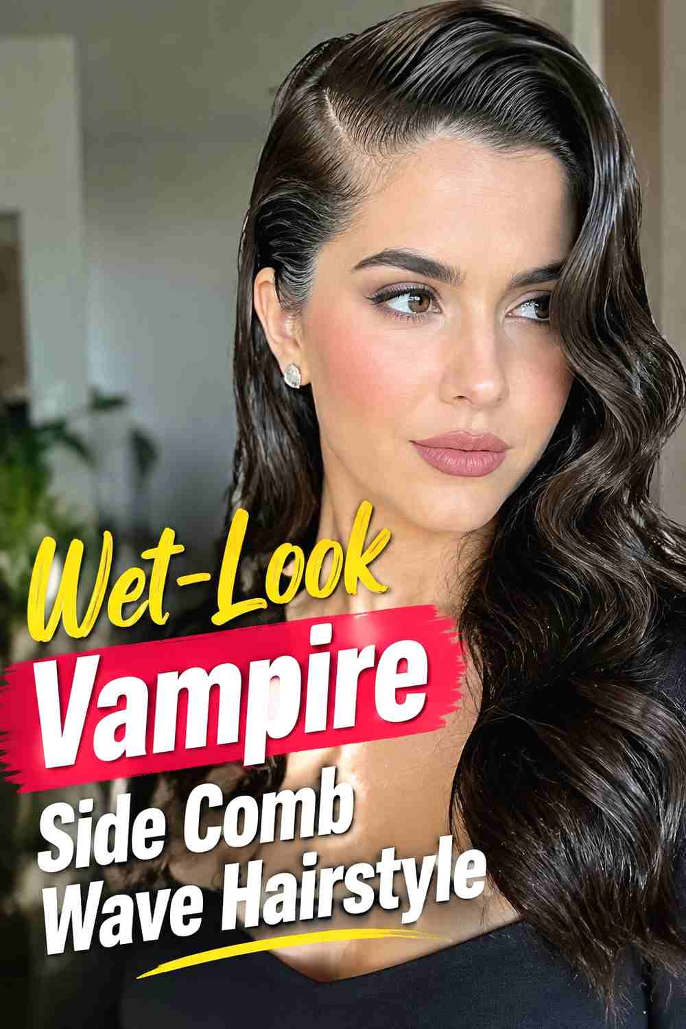 14. Wet Look Vampire Side Comb Wave Hairstyle