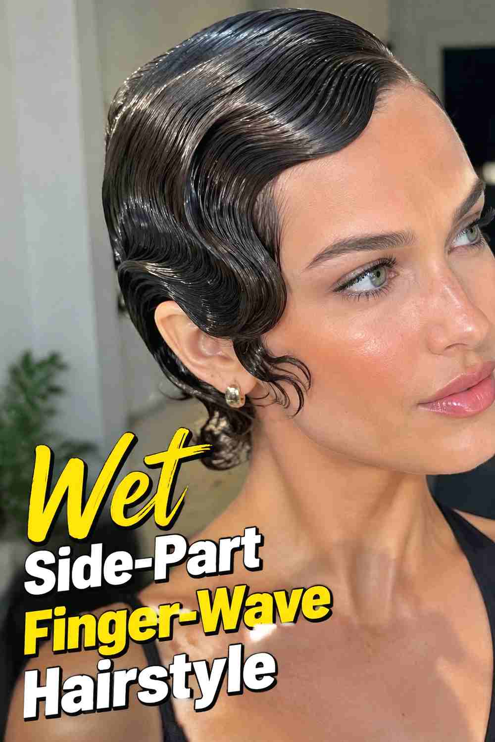 10. Wet Side Part Finger Wave Hairstyle