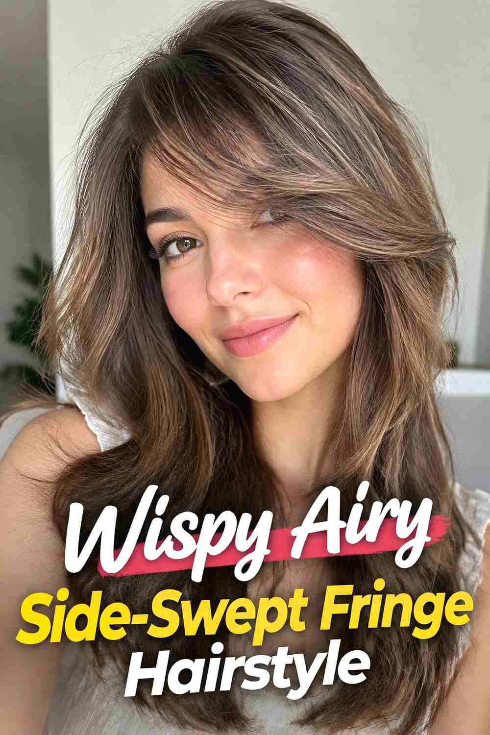 2. Wispy Airy Side Swept Fringe Hairstyle