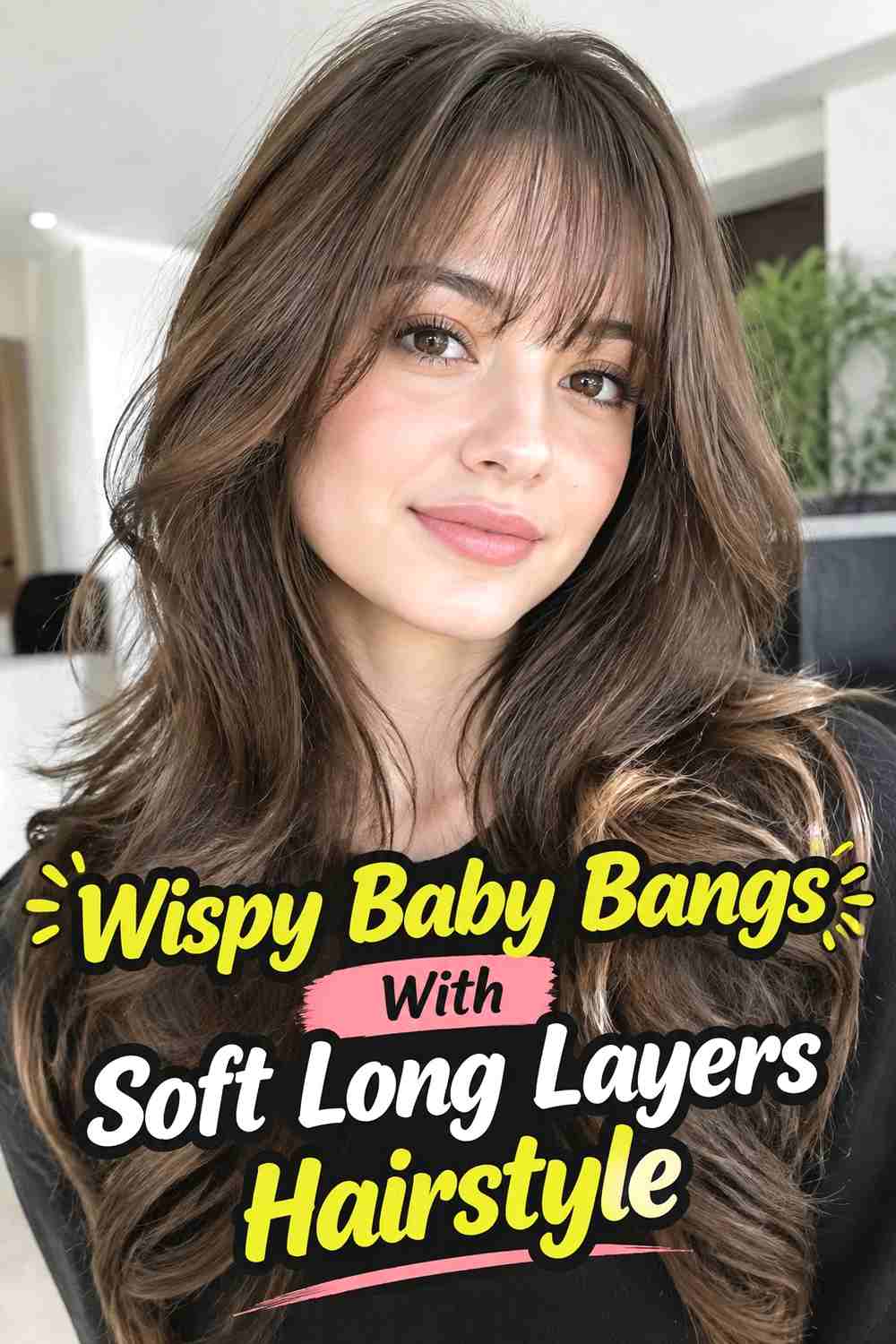 2. Wispy Baby Bangs With Soft Long Layers Hairstyle