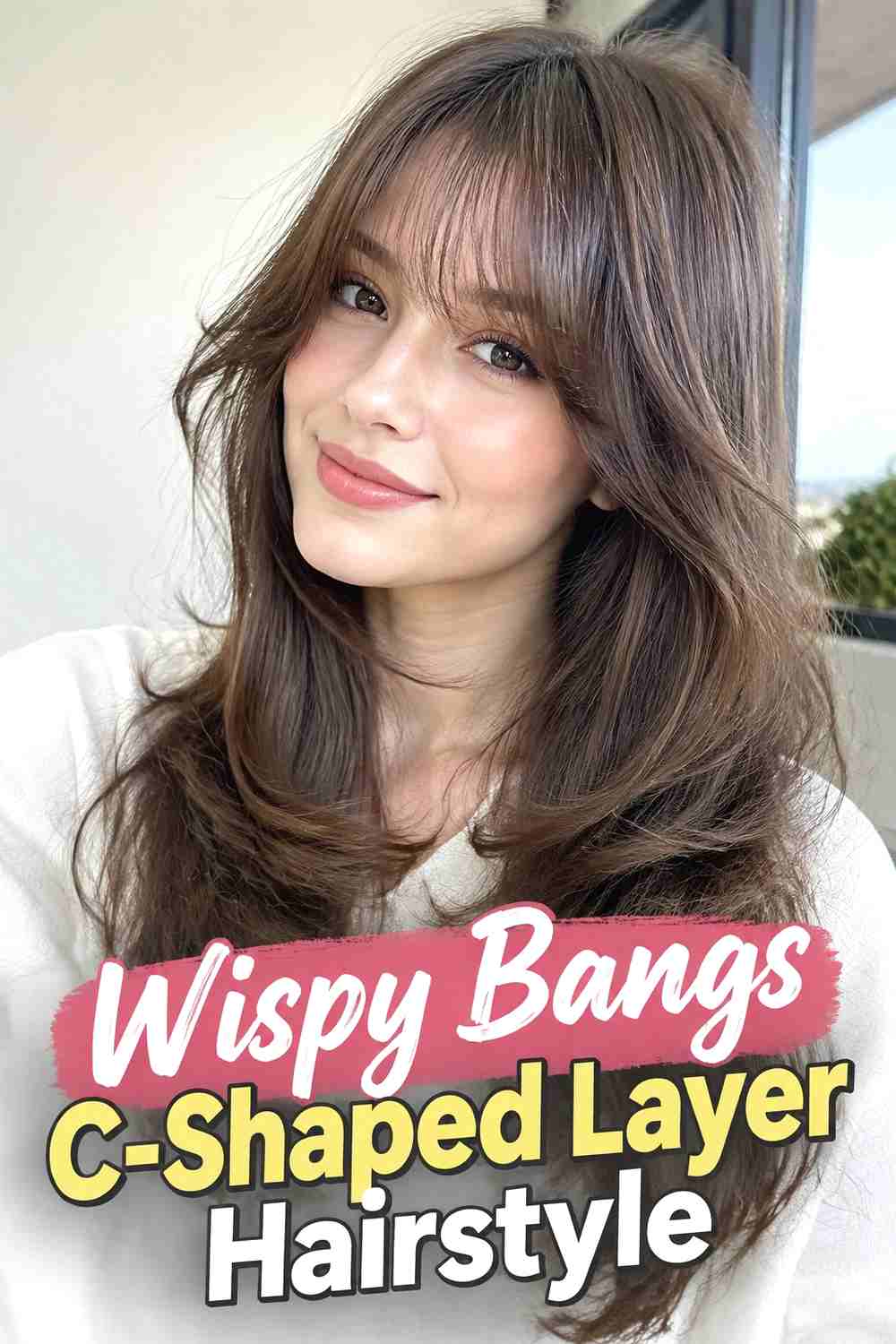 5. Wispy Bangs C Shaped Layer Hairstyle