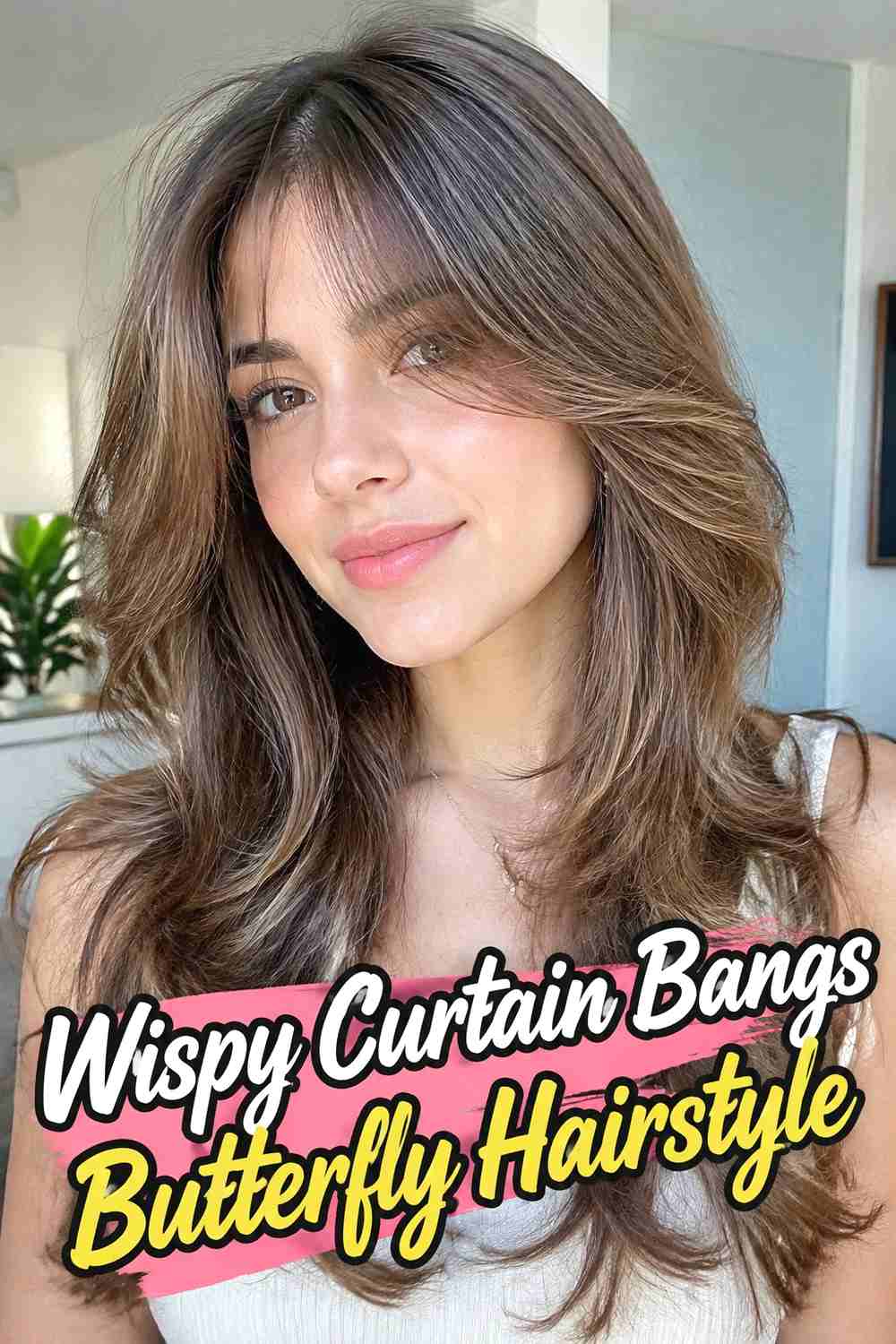 11. Wispy Curtain Bangs Butterfly Hairstyle