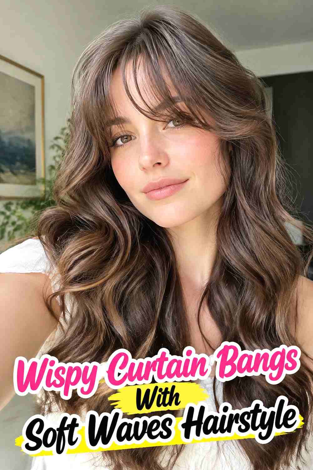 12. Wispy Curtain Bangs With Soft Waves Hairstyle