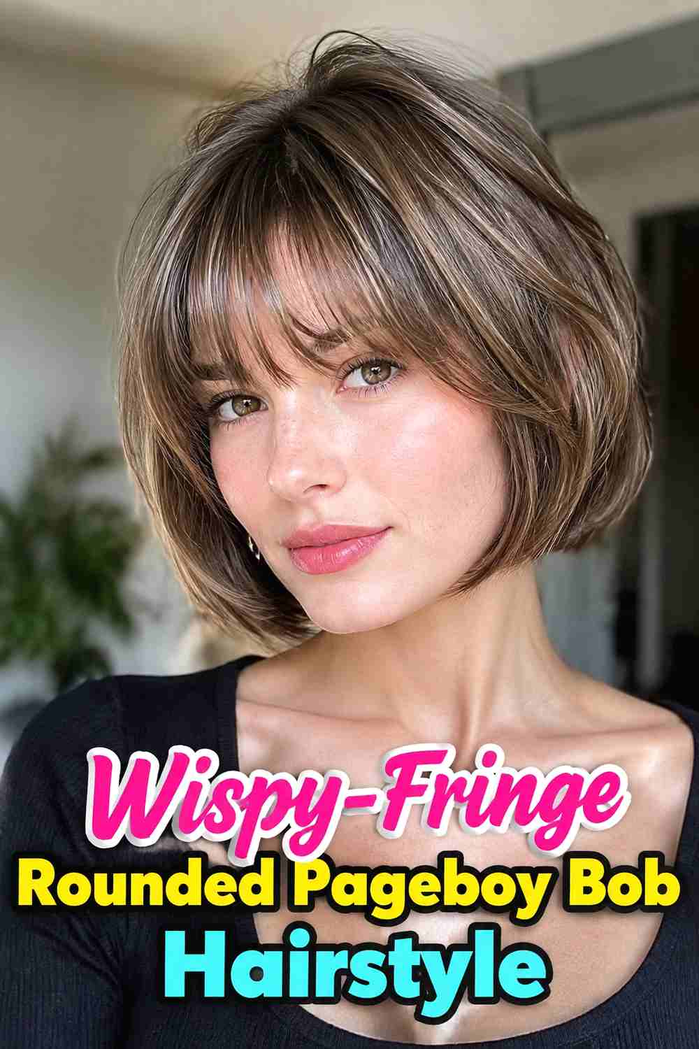 4. Wispy Fringe Rounded Pageboy Bob Hairstyle