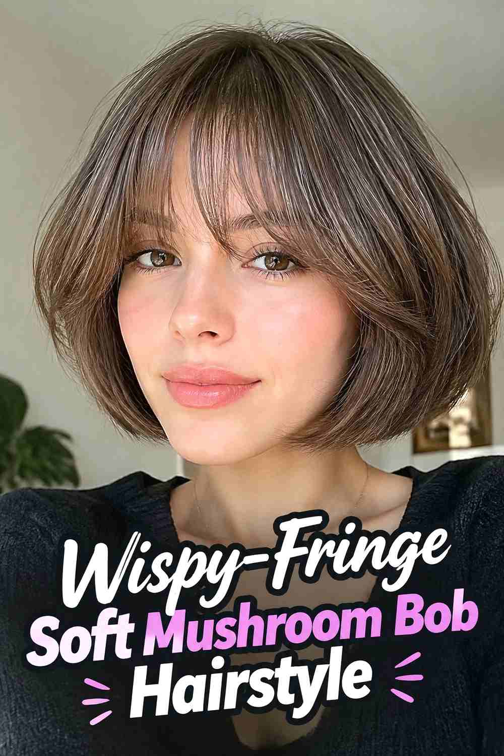 4. Wispy Fringe Soft Mushroom Bob Hairstyle