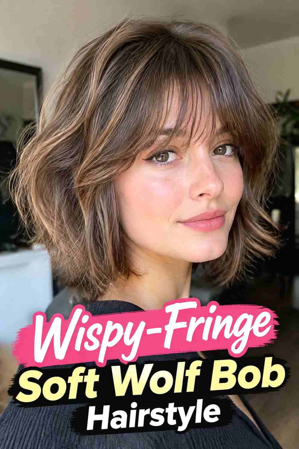 3. Wispy Fringe Soft Wolf Bob Hairstyle