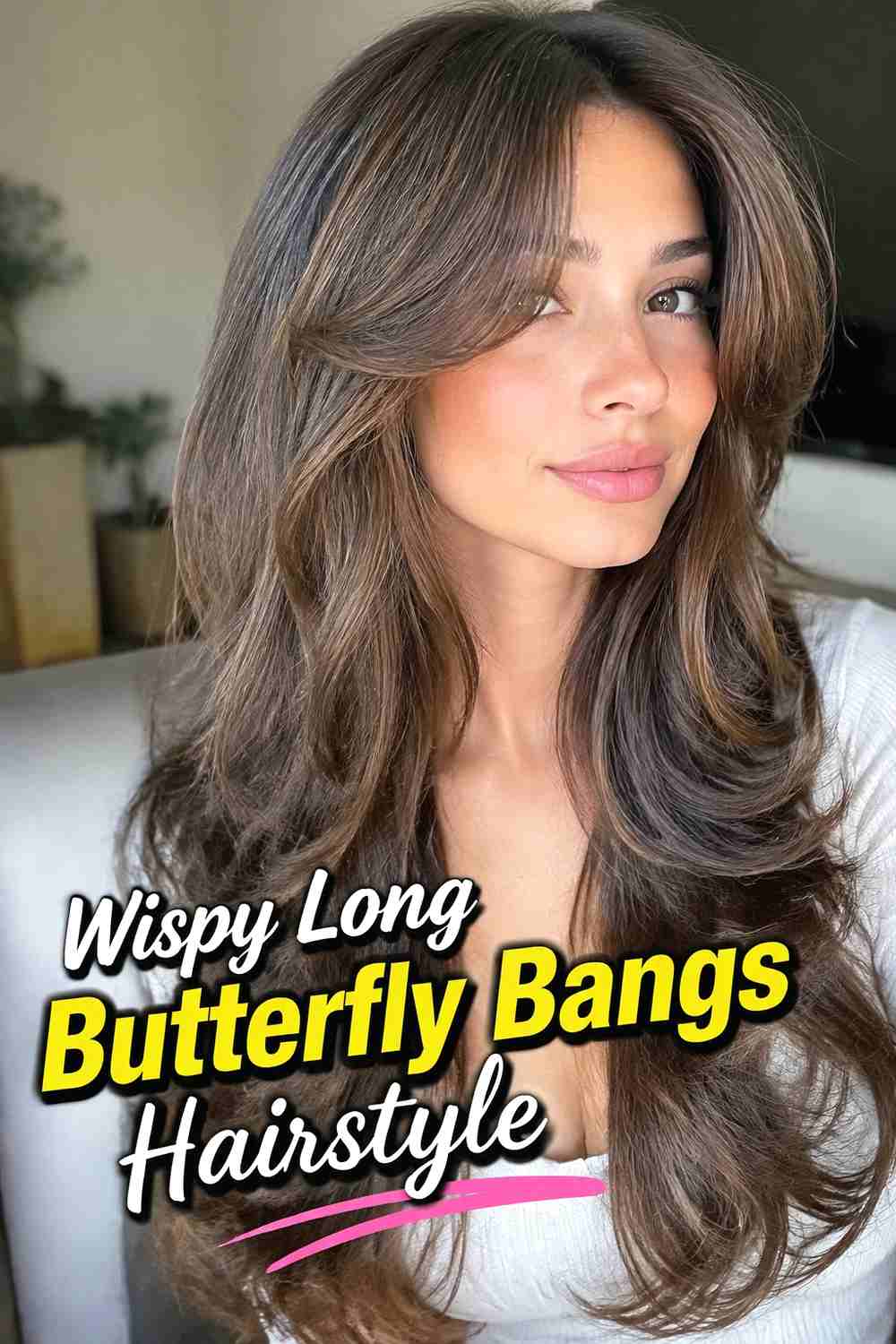 4. Wispy Long Butterfly Bangs Hairstyle