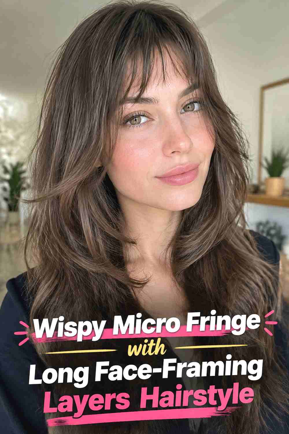 15. Wispy Micro Fringe With Long Face Framing Layers Hairstyle