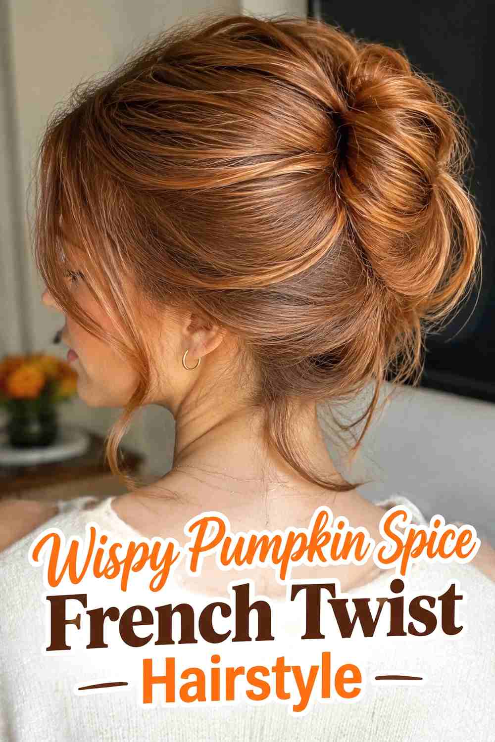 11. Wispy Pumpkin Spice French Twist Hairstyle