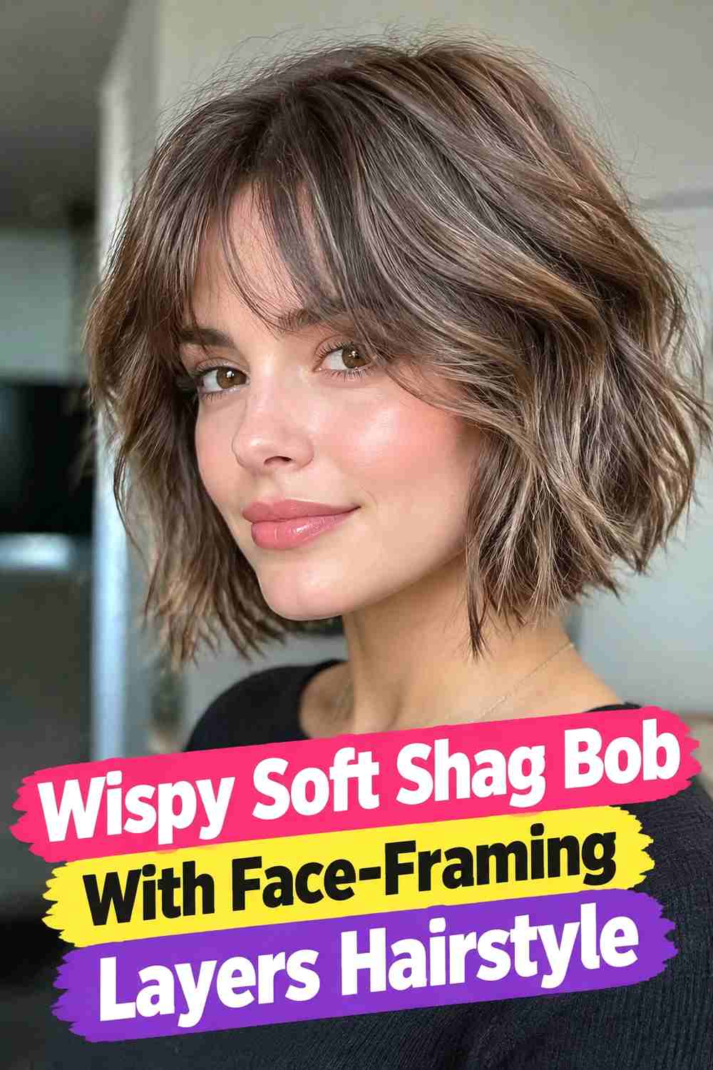 3. Wispy Soft Shag Bob With Face Framing Layers Hairstyle