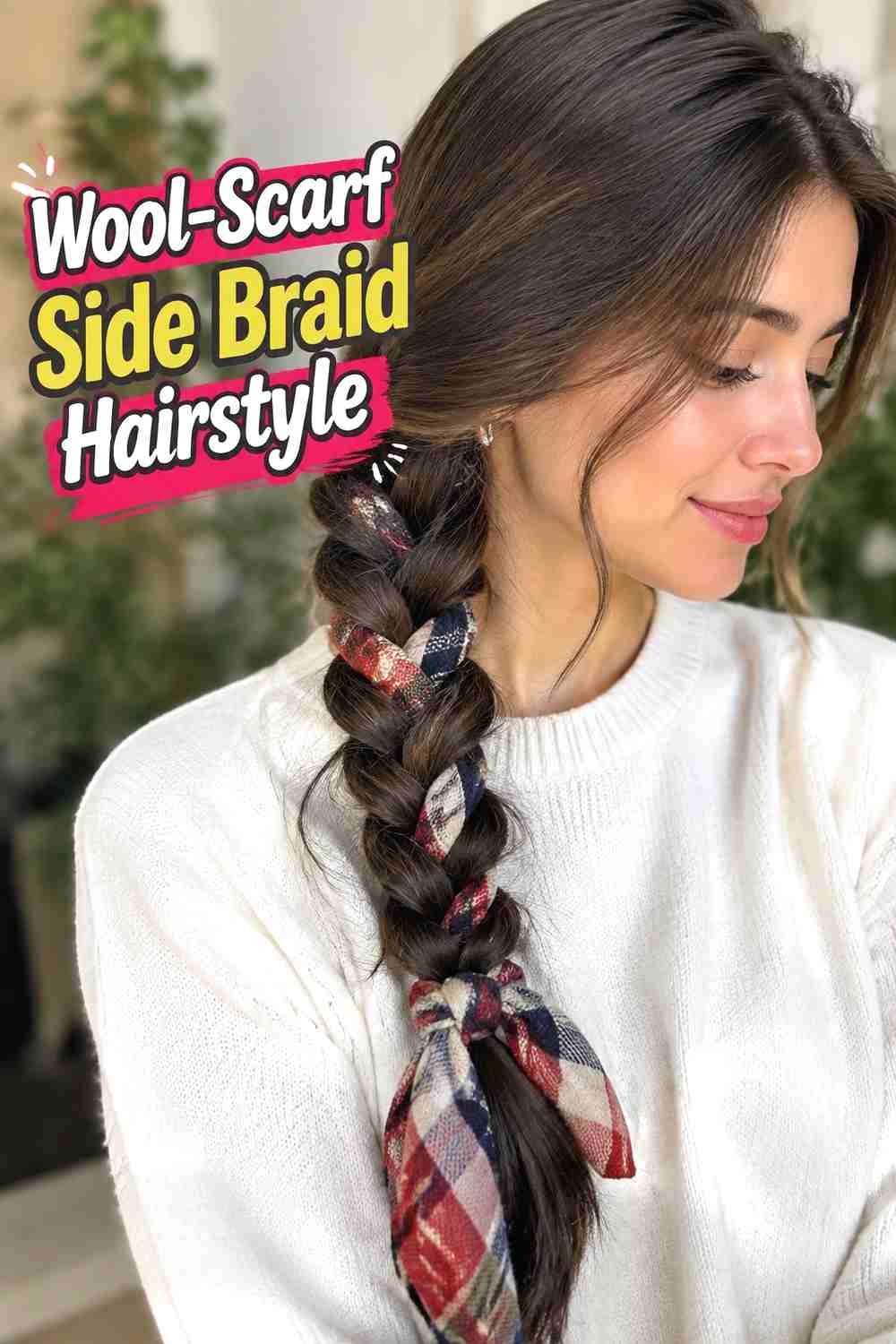 11. Wool Scarf Side Braid Hairstyle