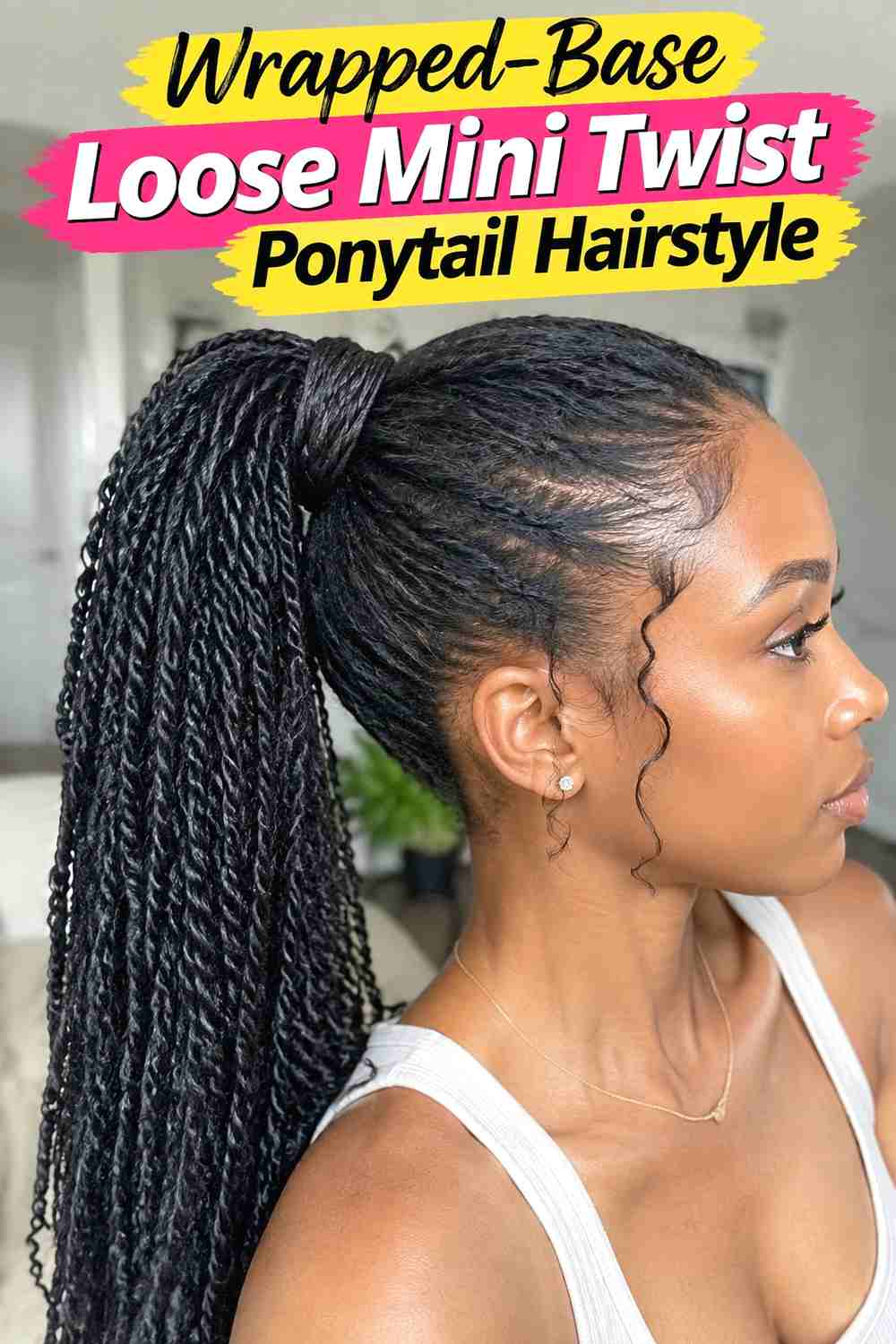 7. Wrapped Base Loose Mini Twist Ponytail Hairstyle