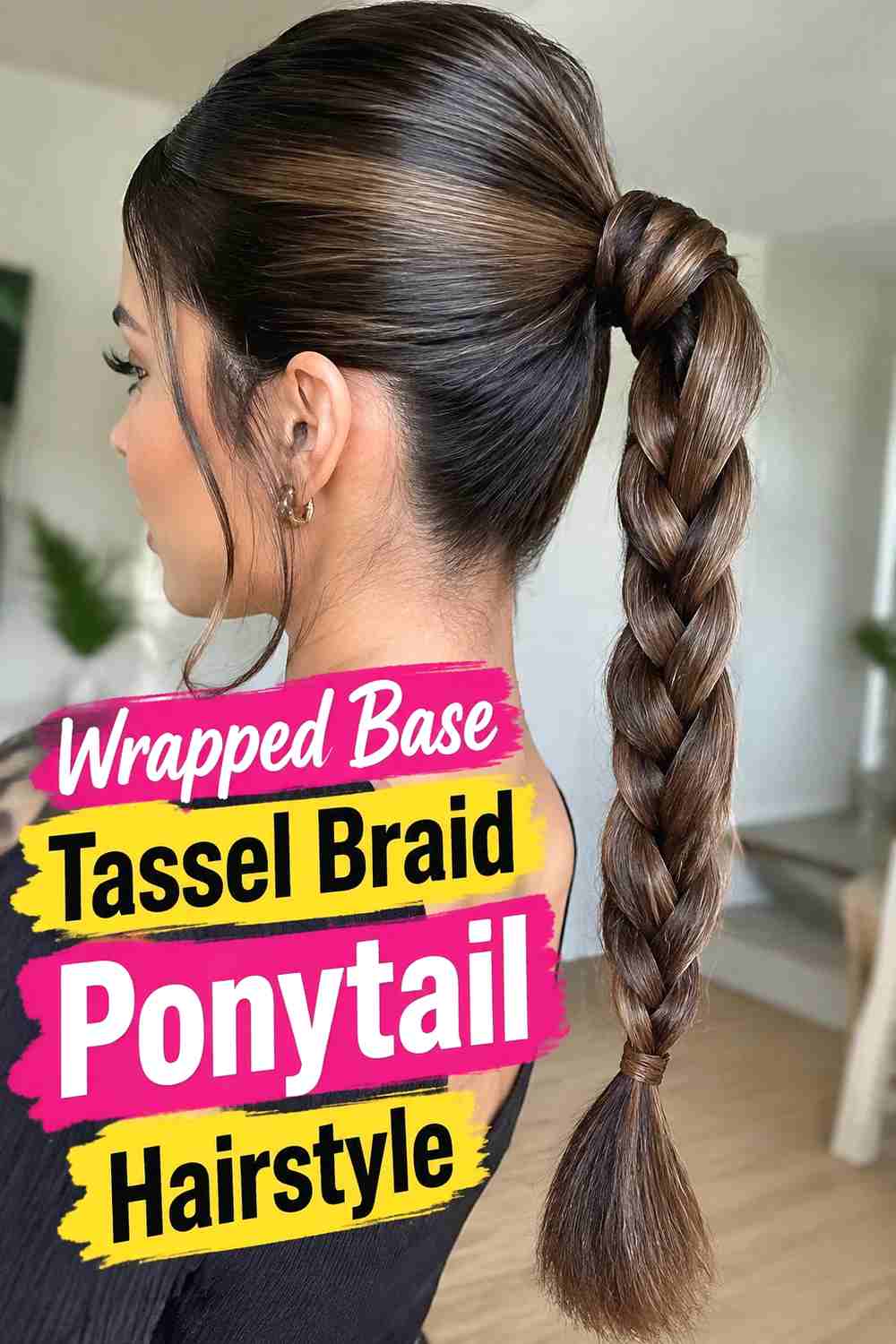 3. Wrapped Base Tassel Braid Ponytail Hairstyle