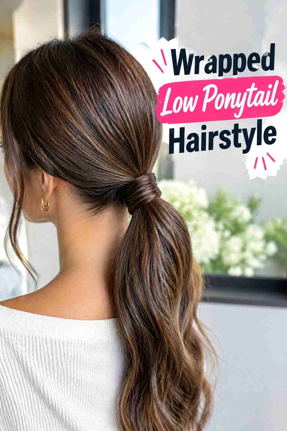 4. Wrapped Low Ponytail Hairstyle
