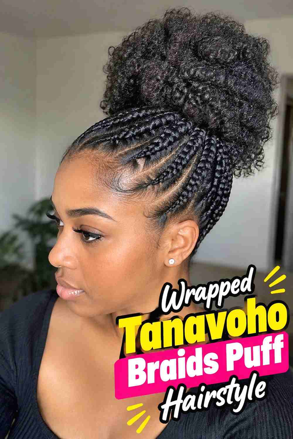 14. Wrapped Tanavoho Braids Puff Hairstyle